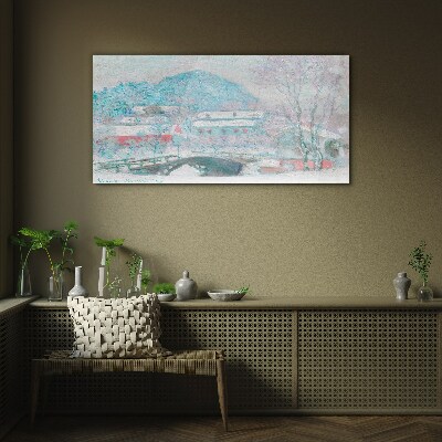 Tableau sur verre Paysage d'hiver