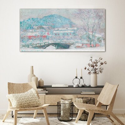 Tableau sur verre Paysage d'hiver