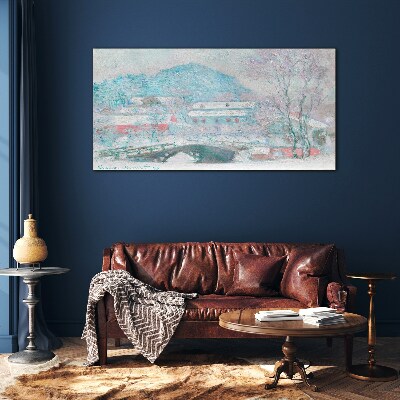 Tableau sur verre Paysage d'hiver