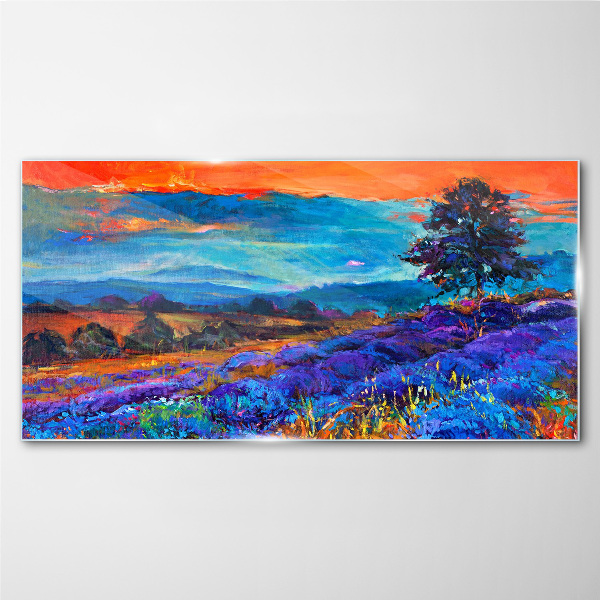 Tableau verre imprimé Paysage coloré au coucher du soleil