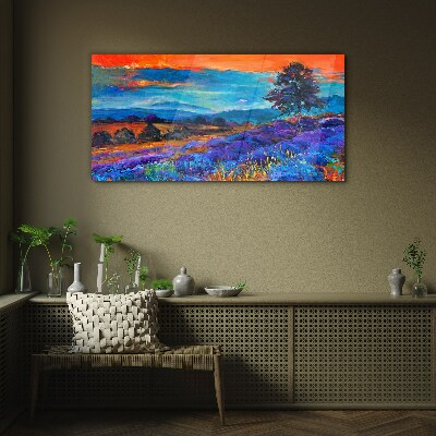 Tableau verre imprimé Paysage coloré au coucher du soleil