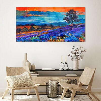 Tableau verre imprimé Paysage coloré au coucher du soleil