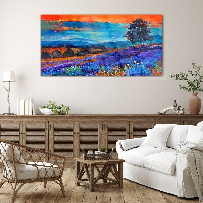 Tableau verre imprimé Paysage coloré au coucher du soleil