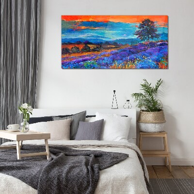 Tableau verre imprimé Paysage coloré au coucher du soleil