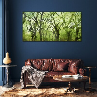 Tableau imprimé sur verre Forêts vertes dans la lumière brumeuse