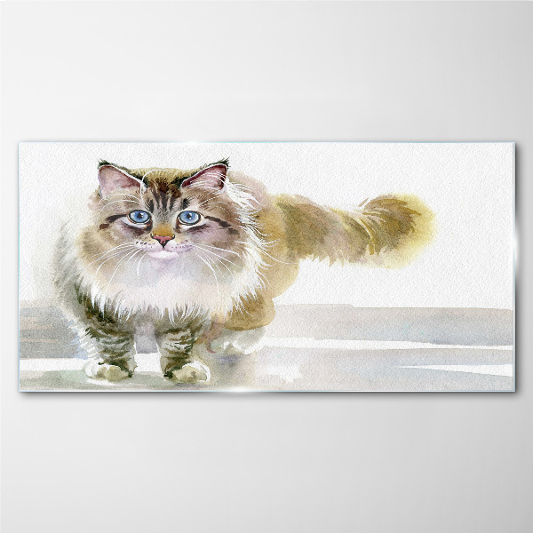 Tableau en verre Un chat aux tons pastel