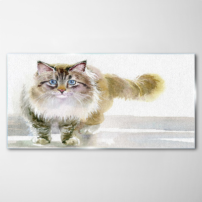 Tableau en verre Un chat aux tons pastel