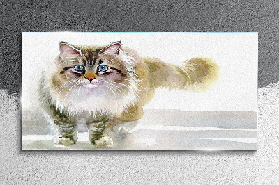 Tableau en verre Un chat aux tons pastel