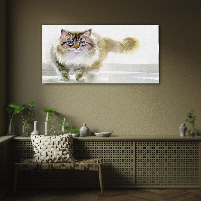 Tableau en verre Un chat aux tons pastel