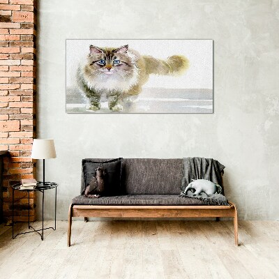 Tableau en verre Un chat aux tons pastel