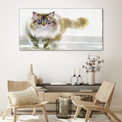 Tableau en verre Un chat aux tons pastel