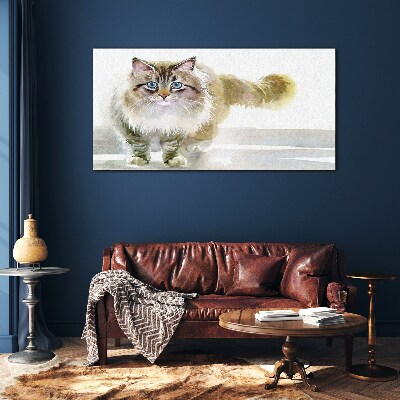 Tableau en verre Un chat aux tons pastel