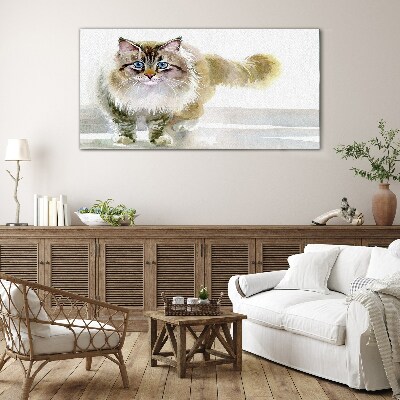 Tableau en verre Un chat aux tons pastel