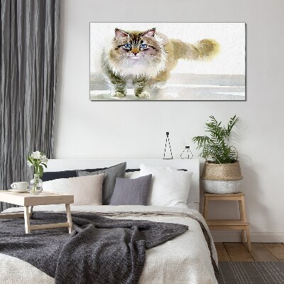 Tableau en verre Un chat aux tons pastel
