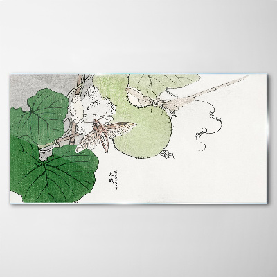 Tableau sur verre Papillons et plantes en harmonie