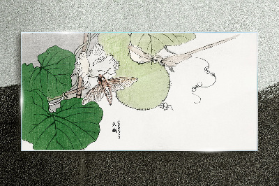 Tableau sur verre Papillons et plantes en harmonie