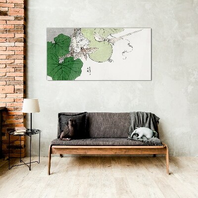 Tableau sur verre Papillons et plantes en harmonie