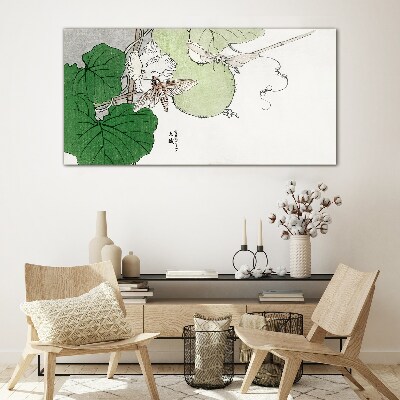 Tableau sur verre Papillons et plantes en harmonie