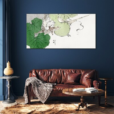 Tableau sur verre Papillons et plantes en harmonie