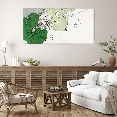 Tableau sur verre Papillons et plantes en harmonie