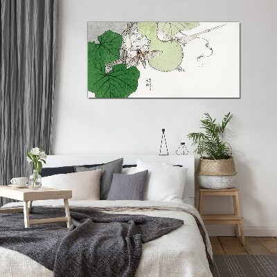 Tableau sur verre Papillons et plantes en harmonie