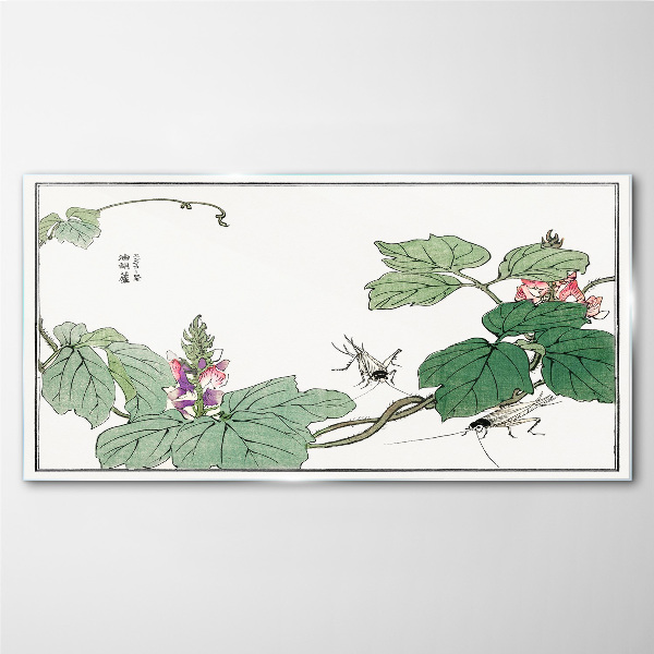 Tableau en verre Fleurs et insectes en harmonie