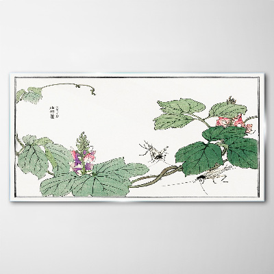 Tableau en verre Fleurs et insectes en harmonie