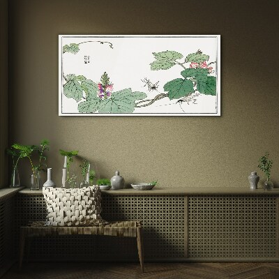 Tableau en verre Fleurs et insectes en harmonie