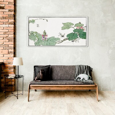 Tableau en verre Fleurs et insectes en harmonie