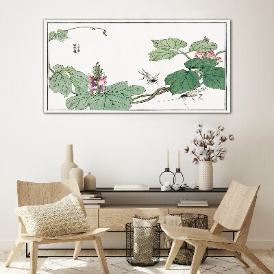 Tableau en verre Fleurs et insectes en harmonie