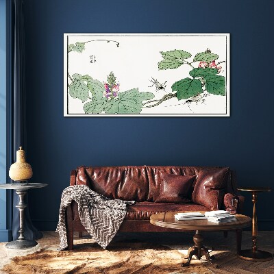 Tableau en verre Fleurs et insectes en harmonie