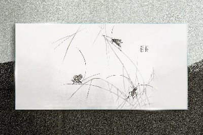 Tableau photo sur verre Papillons sur l'herbe en arrière-plan