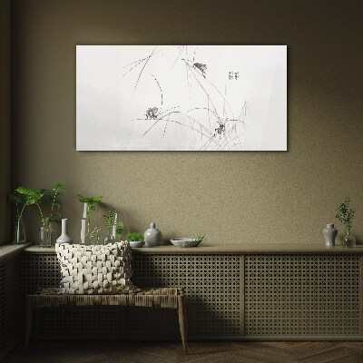Tableau photo sur verre Papillons sur l'herbe en arrière-plan