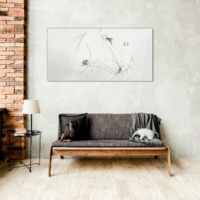 Tableau photo sur verre Papillons sur l'herbe en arrière-plan