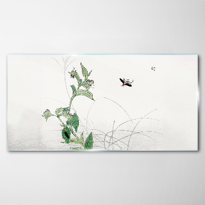 Tableau en verre La délicatesse de la nature avec un papillon