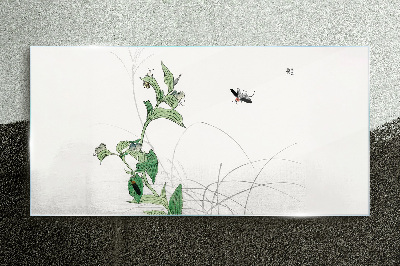 Tableau en verre La délicatesse de la nature avec un papillon