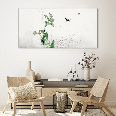 Tableau en verre La délicatesse de la nature avec un papillon