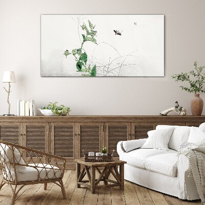 Tableau en verre La délicatesse de la nature avec un papillon