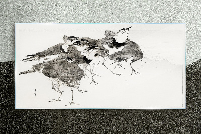 Tableau imprimé sur verre Une volée d'oiseaux sur fond blanc