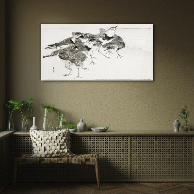 Tableau imprimé sur verre Une volée d'oiseaux sur fond blanc