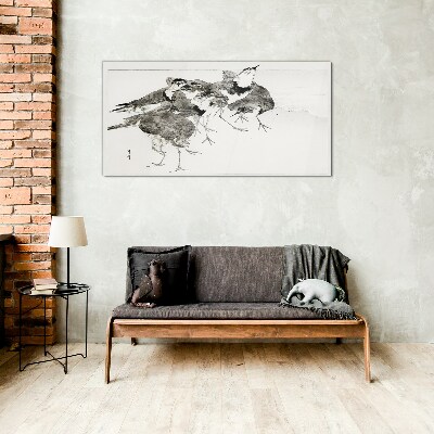 Tableau imprimé sur verre Une volée d'oiseaux sur fond blanc