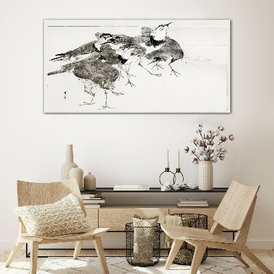 Tableau imprimé sur verre Une volée d'oiseaux sur fond blanc