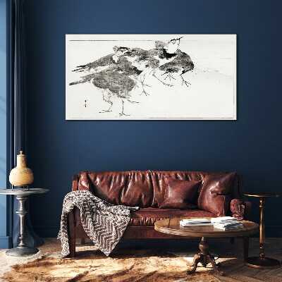 Tableau imprimé sur verre Une volée d'oiseaux sur fond blanc