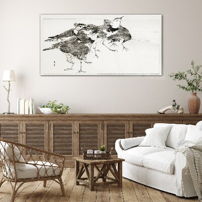 Tableau imprimé sur verre Une volée d'oiseaux sur fond blanc