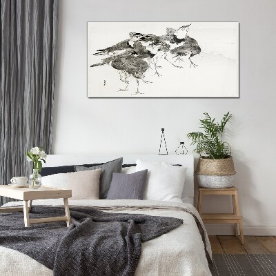 Tableau imprimé sur verre Une volée d'oiseaux sur fond blanc