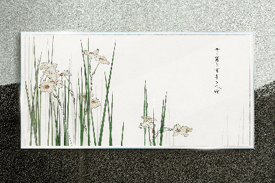 Tableau en verre Fleurs dans l'herbe