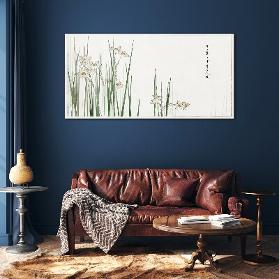 Tableau en verre Fleurs dans l'herbe