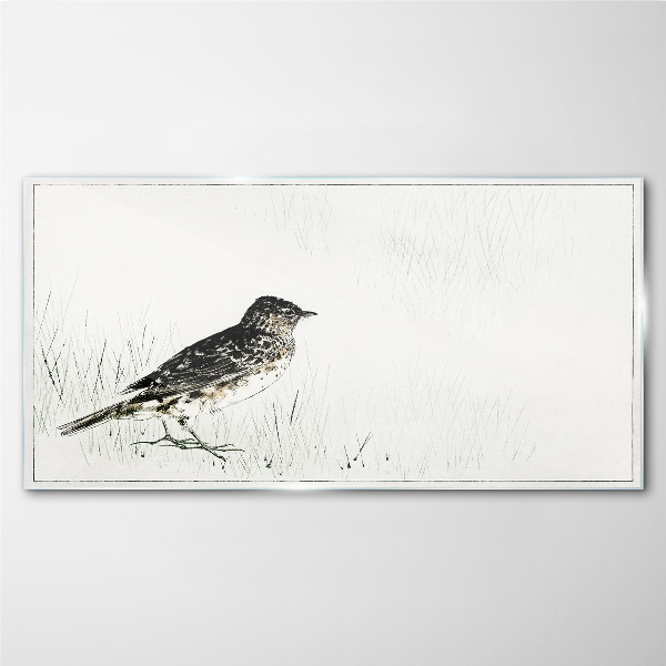 Tableau sur verre Un oiseau sur l'herbe