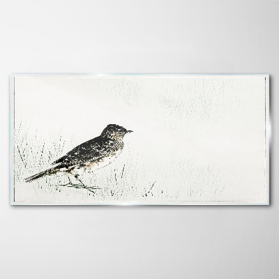 Tableau sur verre Un oiseau sur l'herbe