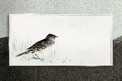 Tableau sur verre Un oiseau sur l'herbe